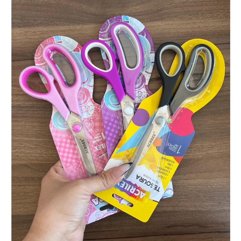 Tesoura Acrilex 19cm Resitente Alta Durabilidade Estatura Confortável e Leve Unidade Uso Escritório Escolar ou Doméstico
