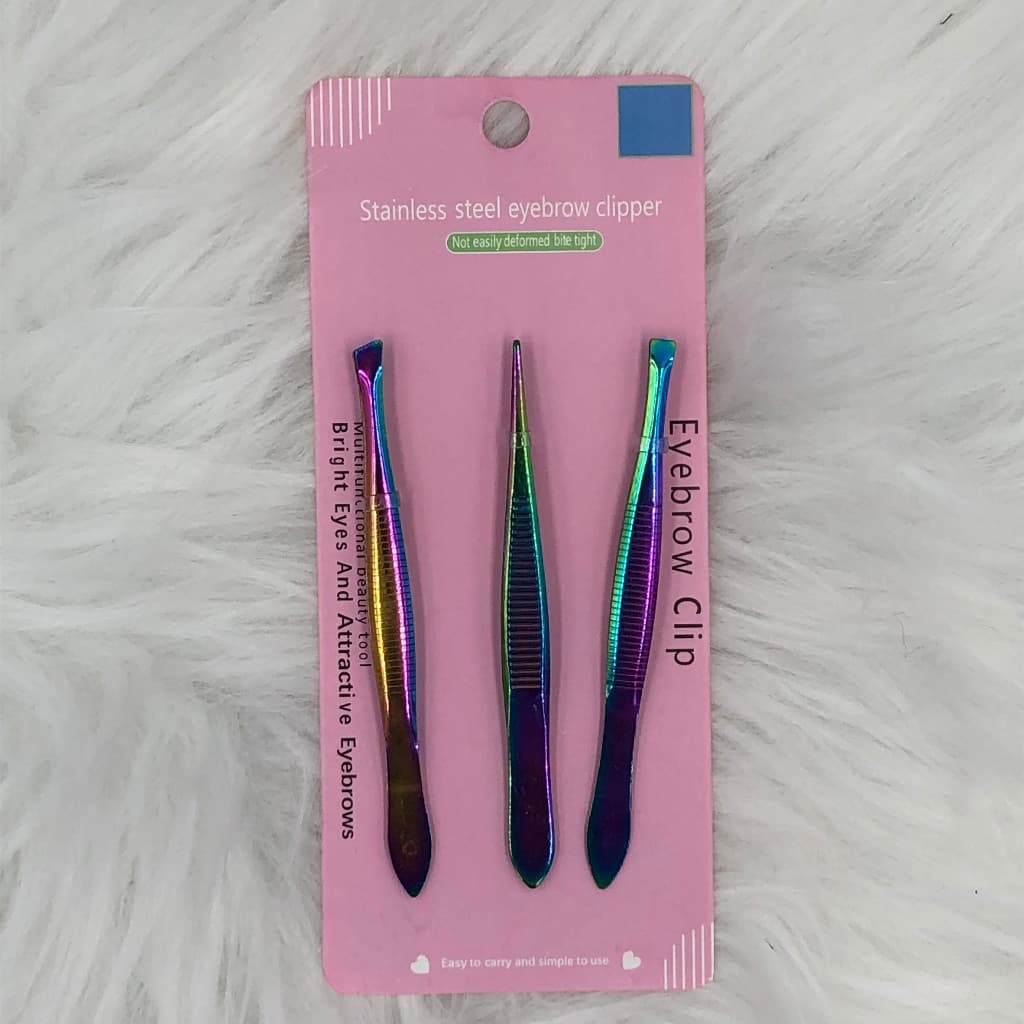 Kit 3 Pinça Profissional Em Aço Inoxidável Para Sobrancelha Remoção De Pelos Sobrancelha