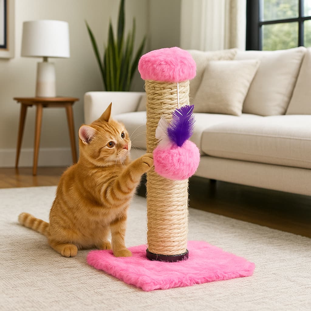 Arranhador Para Gatos Poste com Brinquedo Sisal Exclusivo Pet
