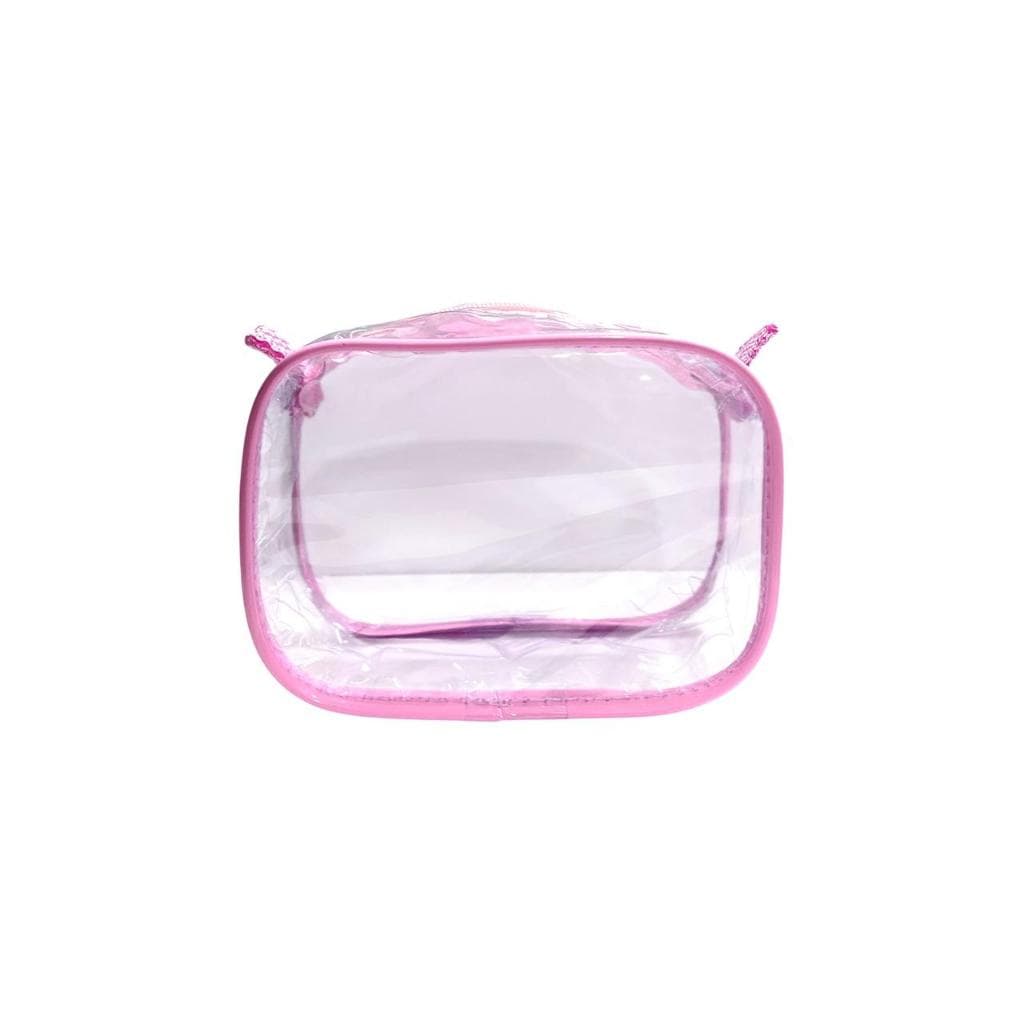 NECESSAIRE MINI 15X12 TRANSPARENTE E ROSA PARA MATERNIDADE MALA BOLSA BEBE HIGIENE PESSOAL MAMÃE FRALDA LENÇO