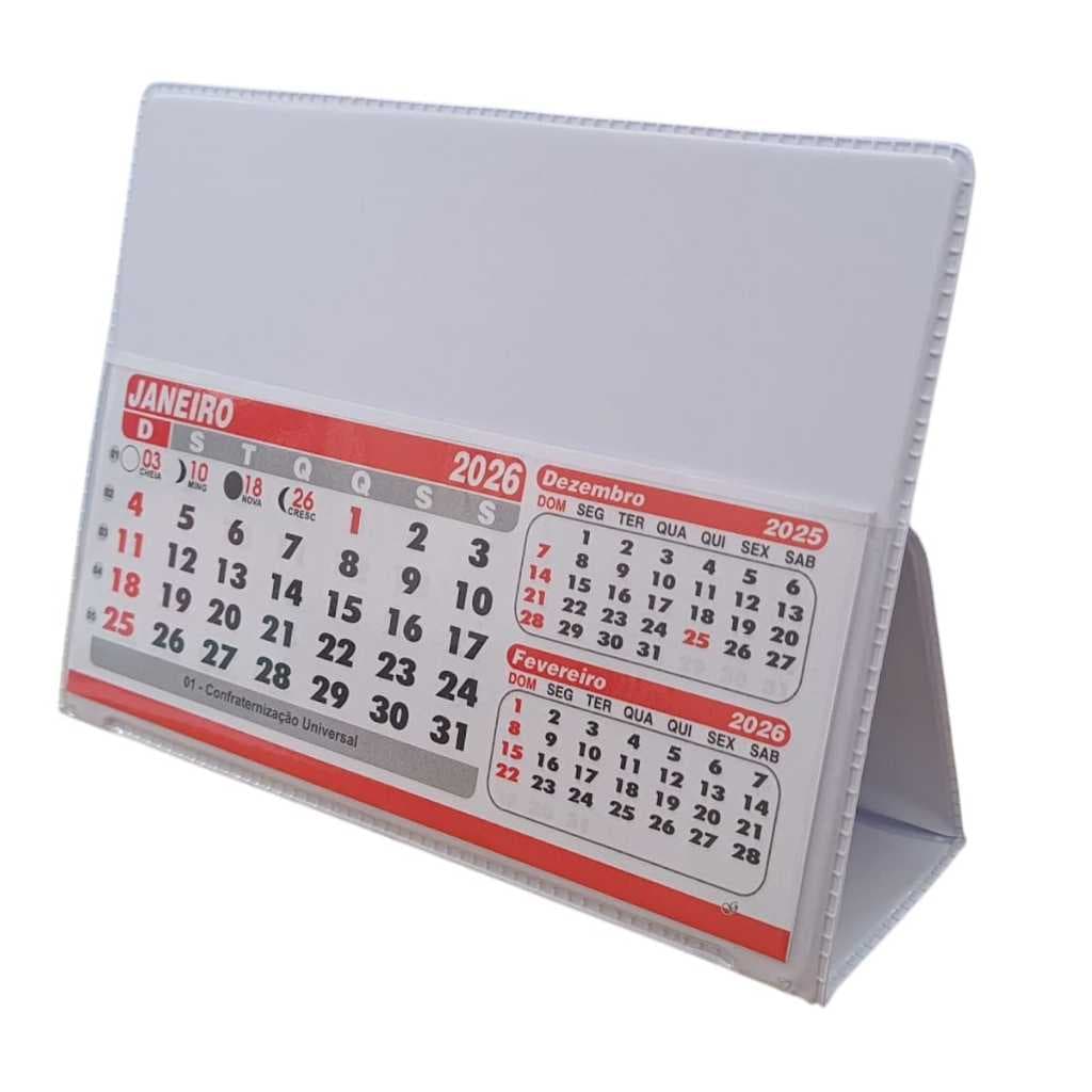 Calendário de Mesa 2026 em PVC Folhinha de Mesa Econômica Barato
