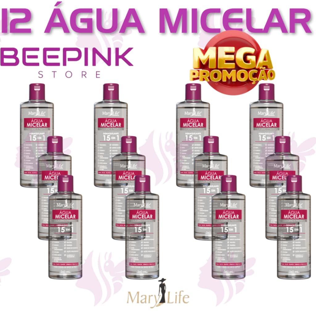💧🛍️ SUPER COMBO: 12 UNID ÁGUA MICELAR MARY LIFE 15 EM 1 🔥 Mega Promoção Exclusiva 🔥