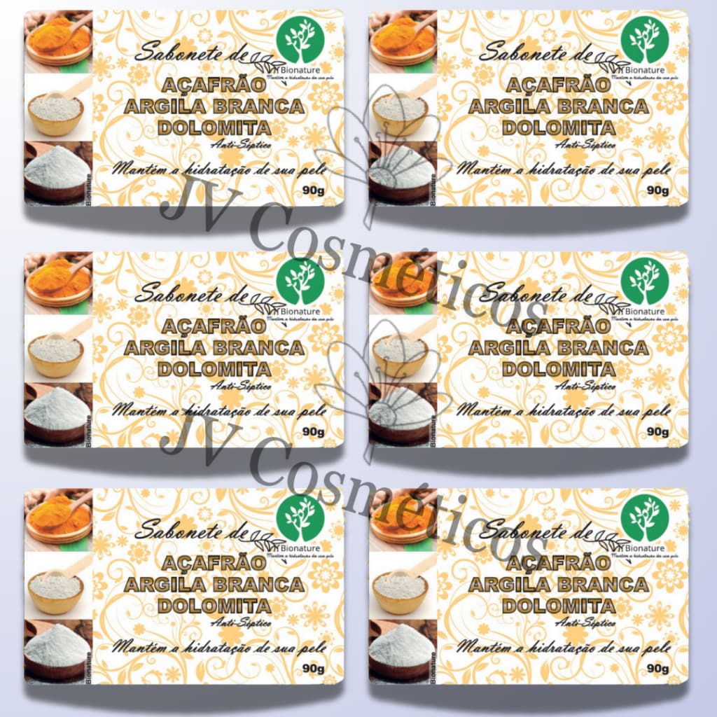 6 UN Sabonete Barra de Açafrão e Dolomita 90g - Bionature