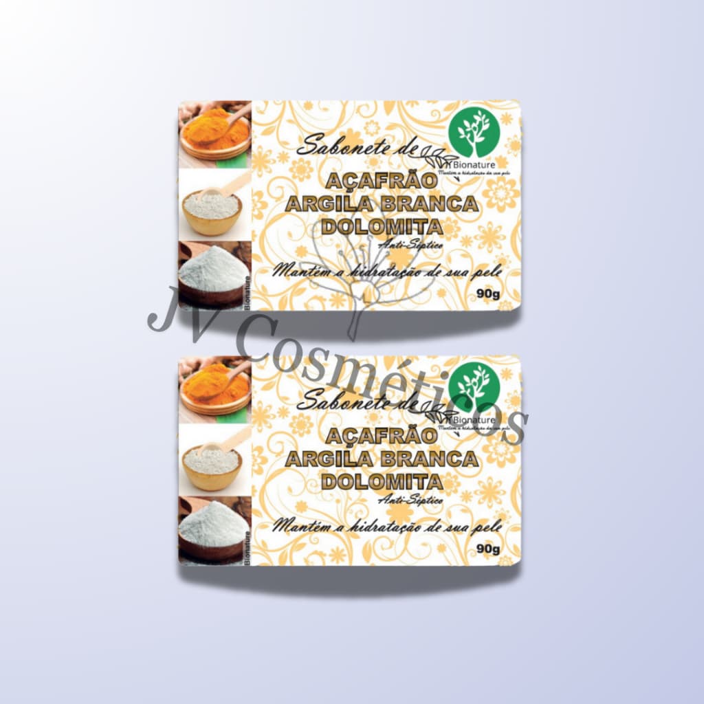 2 UN Sabonete Barra de Açafrão e Dolomita 90g - Bionature