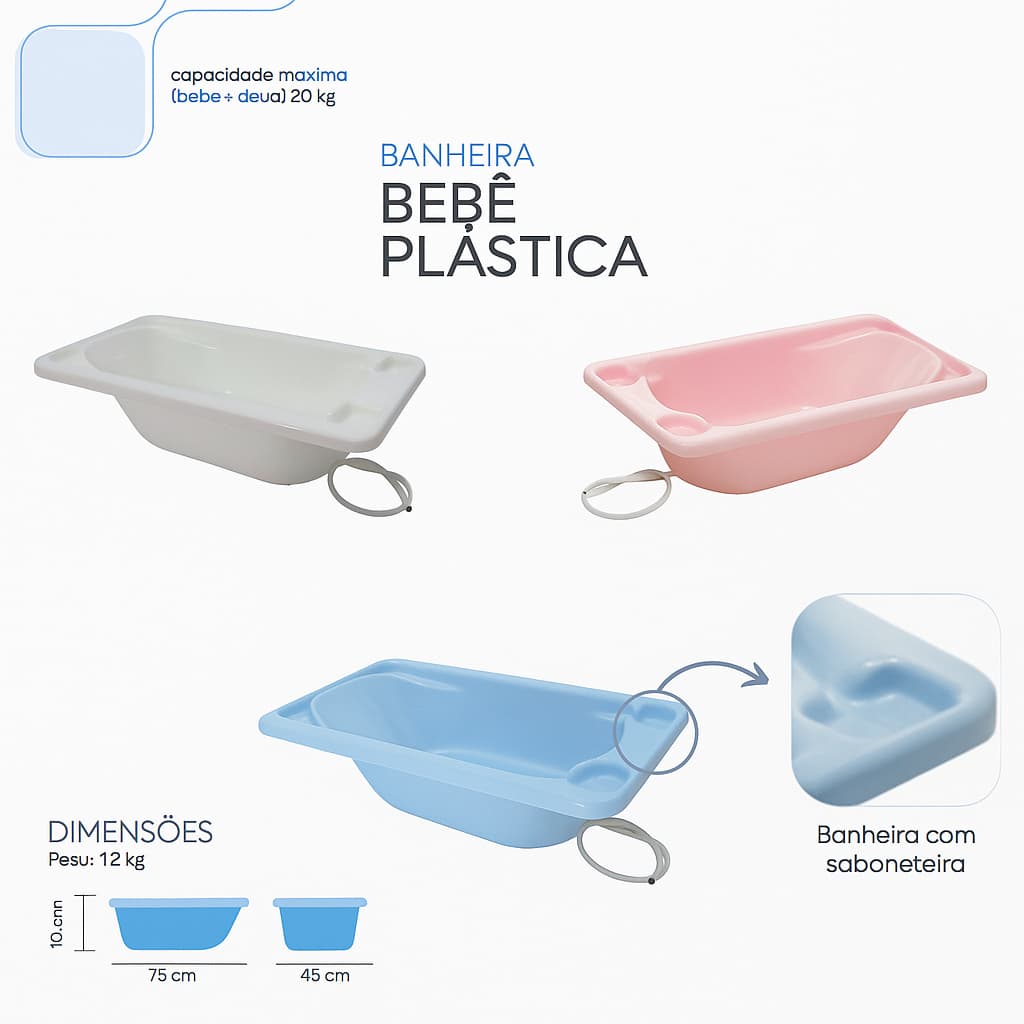 Banheira para Bebe Nenem Plástica Galzerano Avulsa