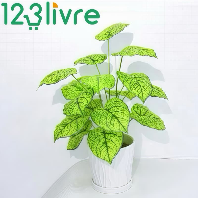 Folha grande 70CM planta artificial de 18 folhas folhas coloridas de alocasia