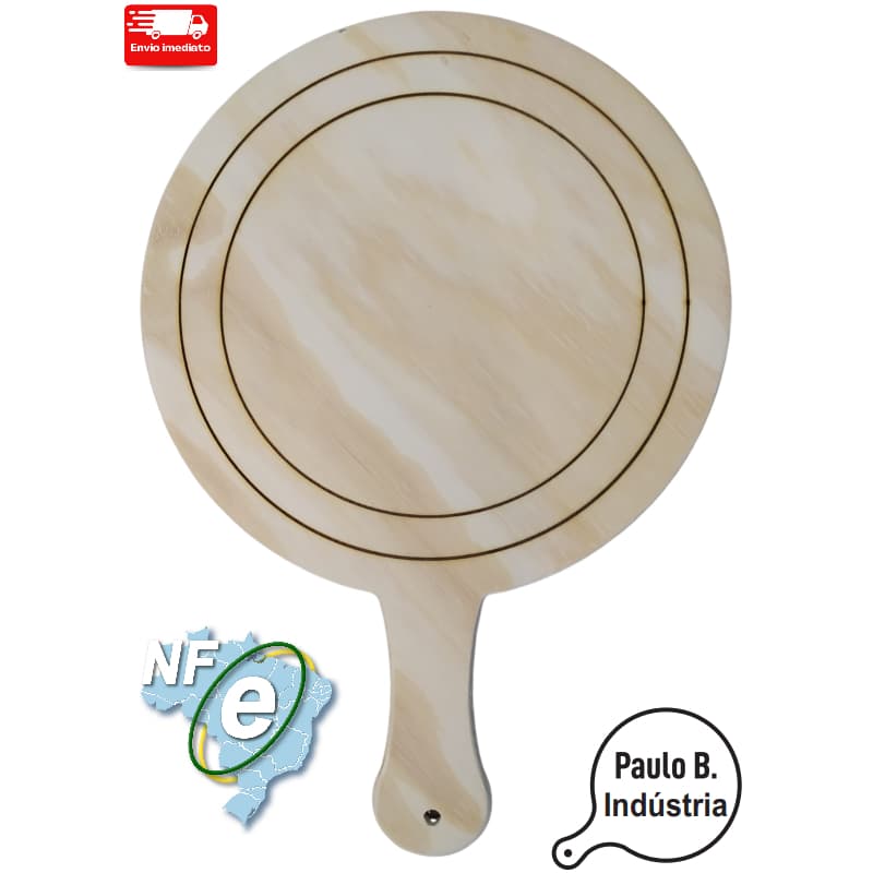 Pá Para Montagem de Pizza Em Madeira - 35cm - 3 em 1