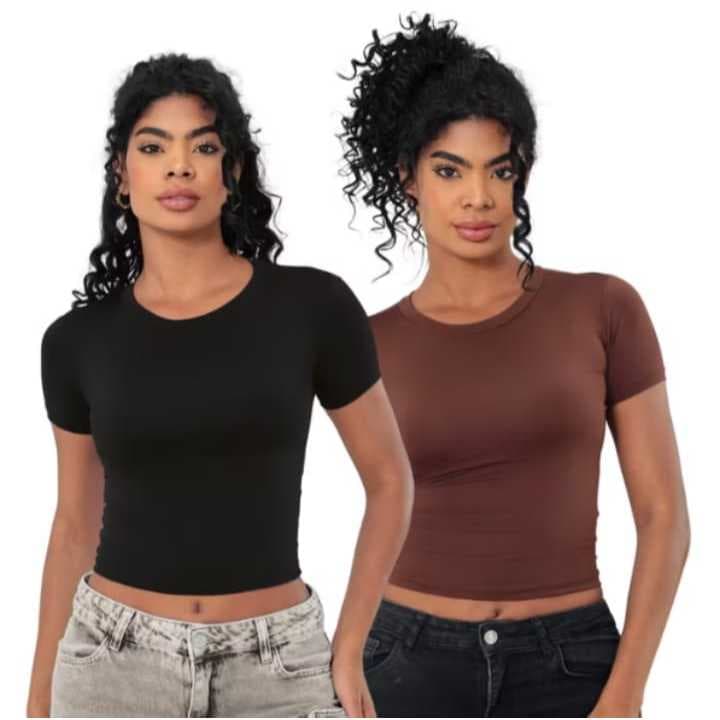 Kit 2 Blusa feminina baby look feminina blusinha feminina casual