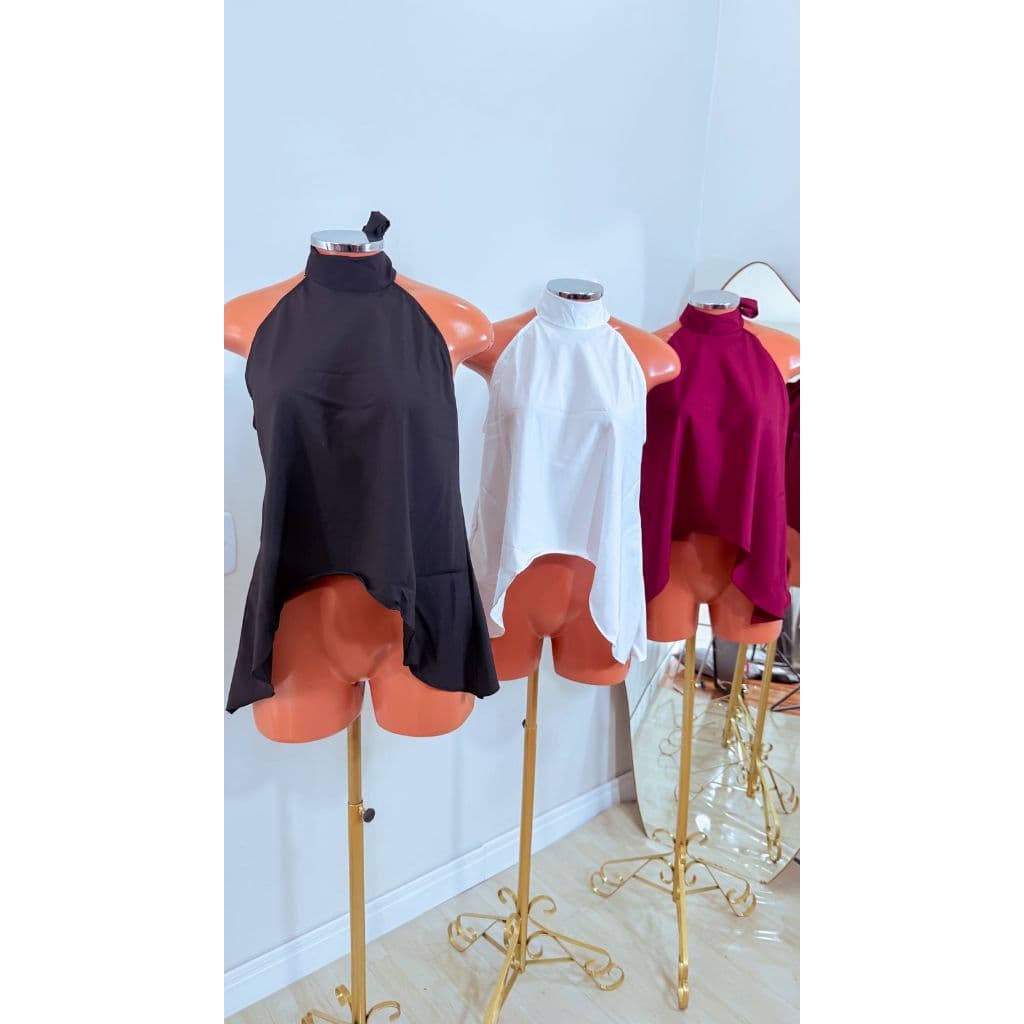 Cropped Blusinha Assimetrica Amarracao Pescoco Moda Feminina