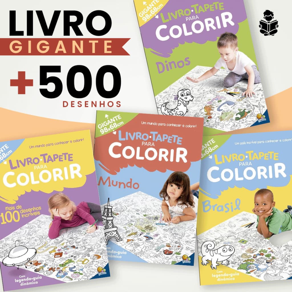 Livro em Forma de Tapete Gigante para Colorir com 100 Desenhos