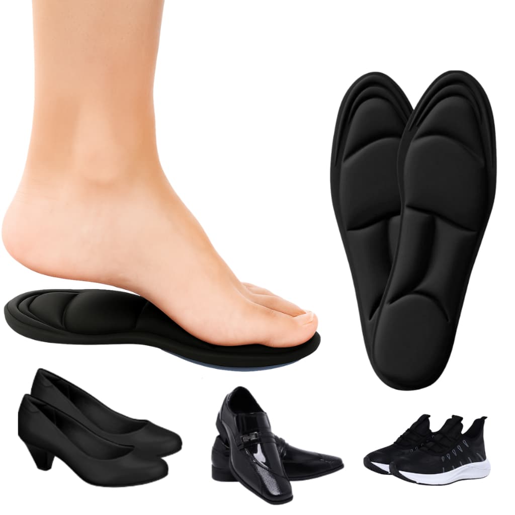 Palmilha Ortopédica 5D Fascite Dores Pés Anti-derrapante Kit 1/2