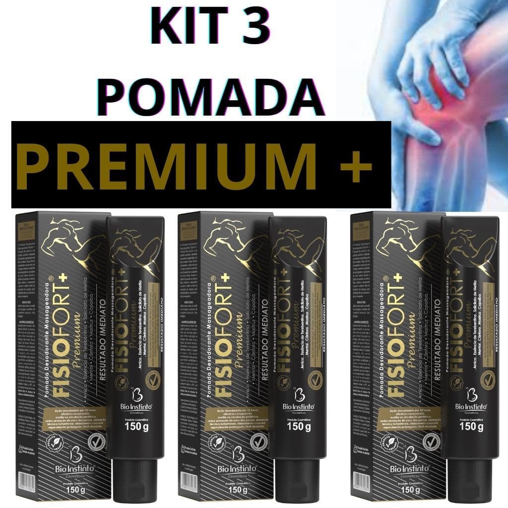 kIT Pomada Fisiofort Premium 150gr Massageadora Relaxamento Atleta Academia Dores Musc Alívio e Proteção