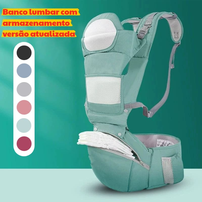 Canguru Bebê Conforto 9 em 1 com Banco de Cintura Ajustável Mochila até 30kg para Passeios