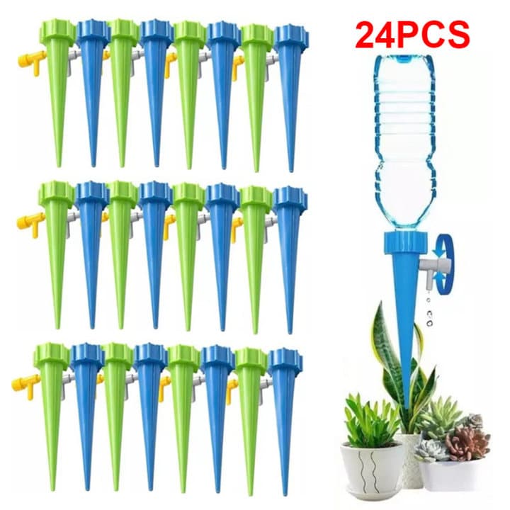 Kit 12/24 Gotejador Irrigador Acoplável Em Garrafa Pet Jardim Dosador Vaso Planta Em Garrafa