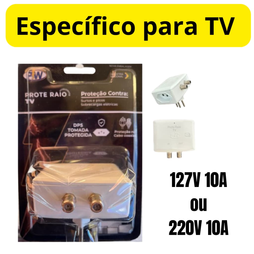PROTETOR  CONTRA RAIOS PARA TV E PC 127V OU 220V - PW
