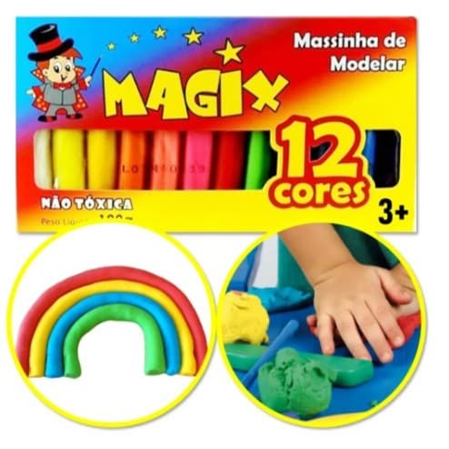 Massinha De Modelar Magix 180g Com 12 Cores, Produto Atóxico Colorida