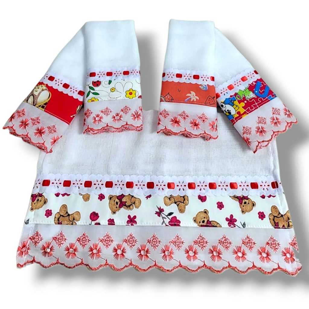 Kit Fralda Com 05 Babete Fraldinha De Boca Pano De Boca Para Bebê Com Passafita e Lasy 100% Algodao Varias Cores Atuais