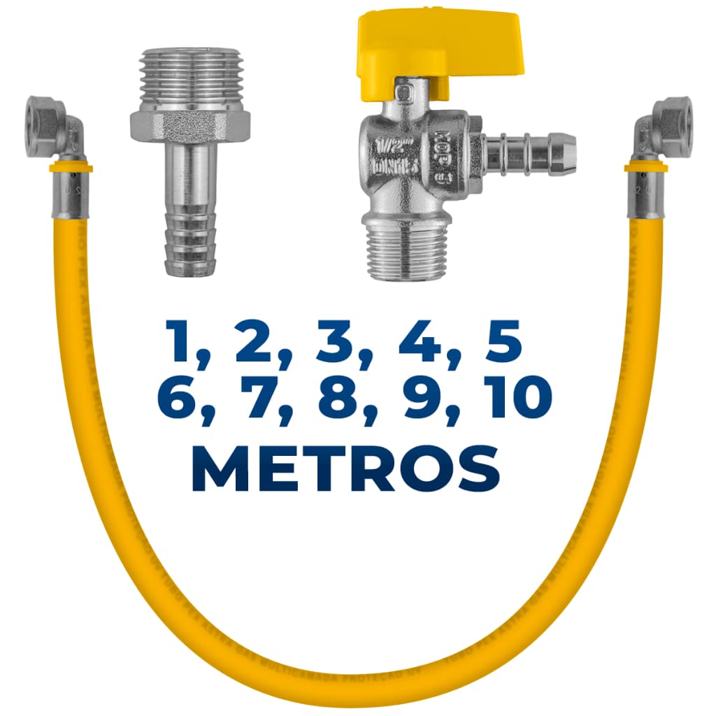 Kit 1 a 10 Metros Tubo Pex Gás Multicamadas 16mm Cotovelos Bico Registro Válvula Adaptador Tubulação