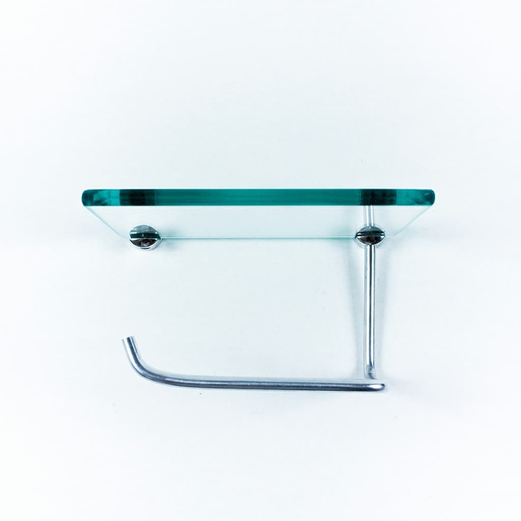 Porta Papel Higiênico com suporte para celular em vidro INCOLOR 6mm