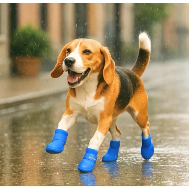 Kit 4 Sapatos para Animais, Botas Antiderrapantes e à Prova d'Água para Cães Pequenos.