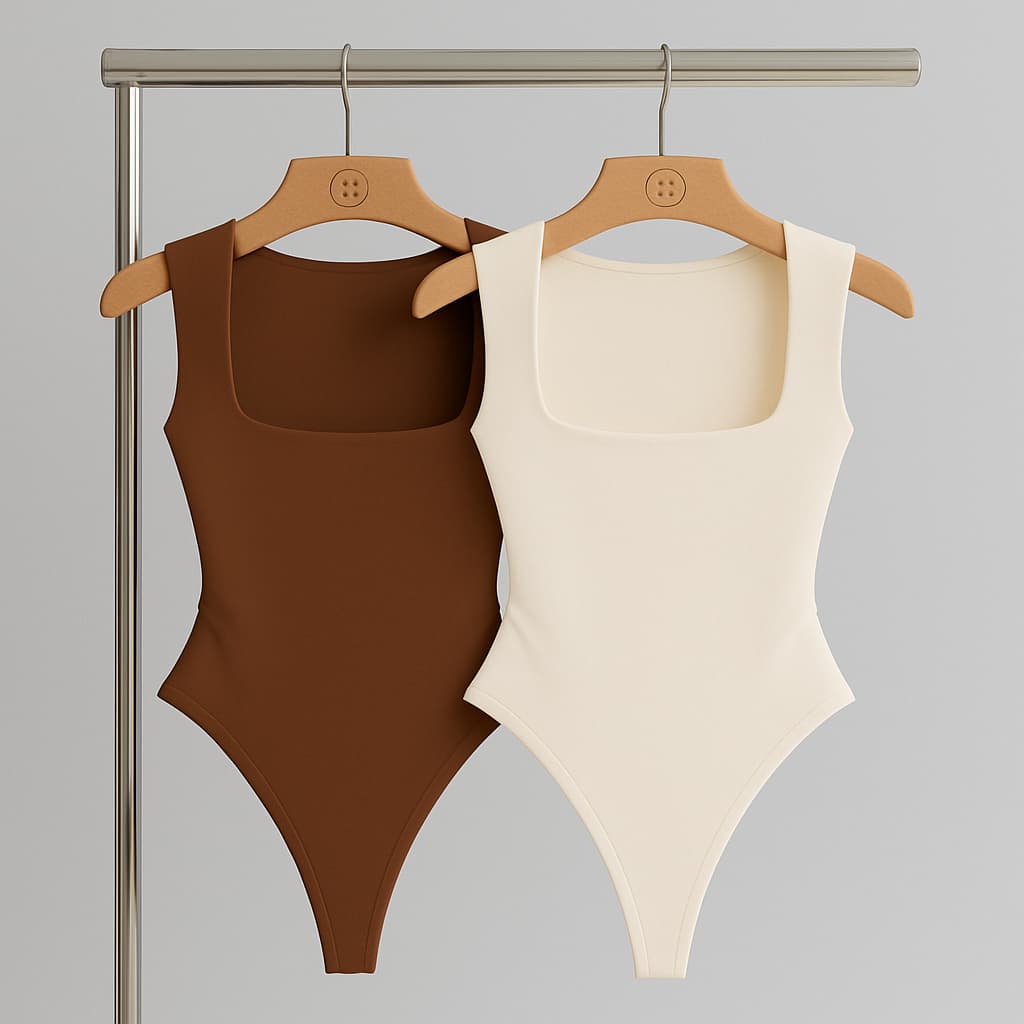 Kit 2 Body Feminino Decote Quadrado com Forro Básico Casual Elegante Estilo Blogueira.