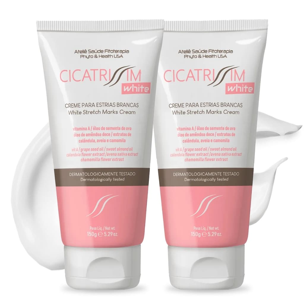 Kit 2 Cremes para Estrias Brancas Cicatrissim White - Suaviza Estrias, Uniformiza, Hidrata, Nutre e Firma a Pele - 150g
