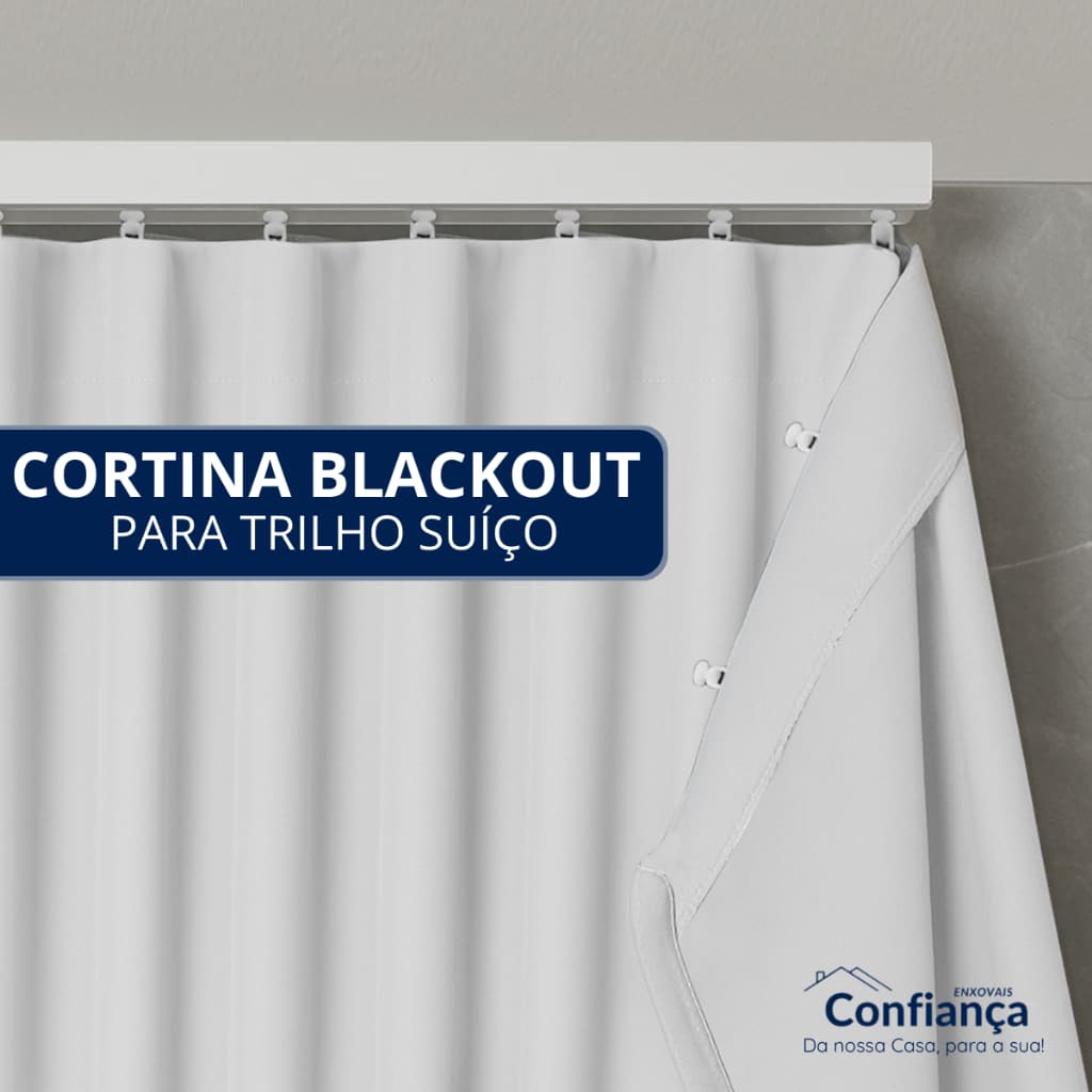 Cortina Blackout 3 Metros Modelo para Trilho Suíço Ideal para Quarto Sala Escritório Veda Luz