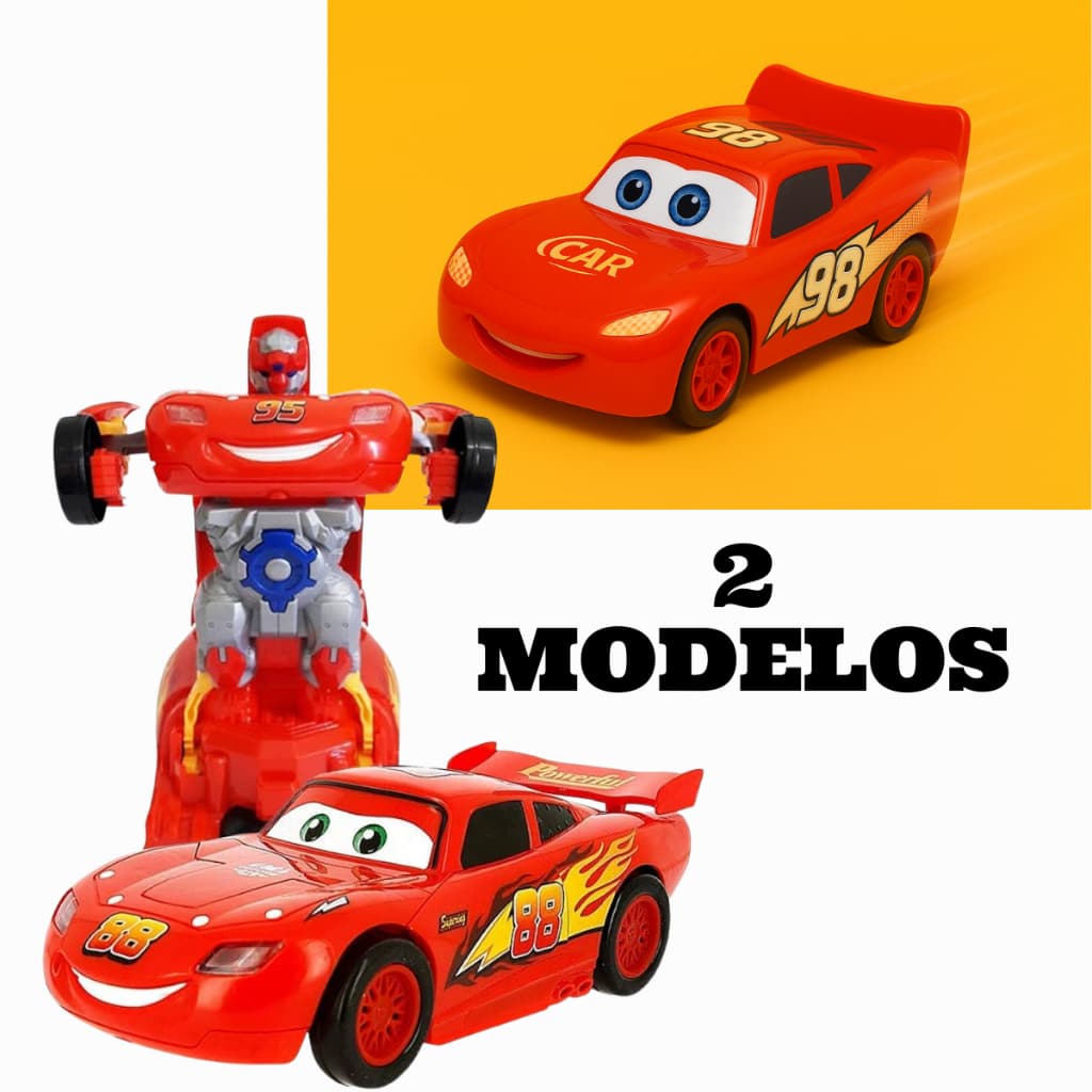 Carrinho Relâmpago Mcqueen Carros Vira Robô Som E Luzes