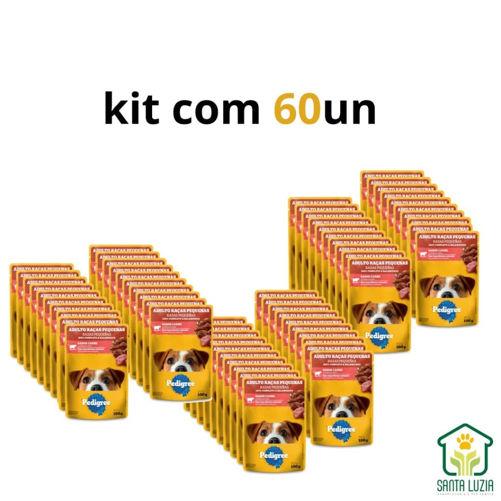 PEDIGREE SACHE PEQUENO PORTE KIT COM 60 UNIDADES