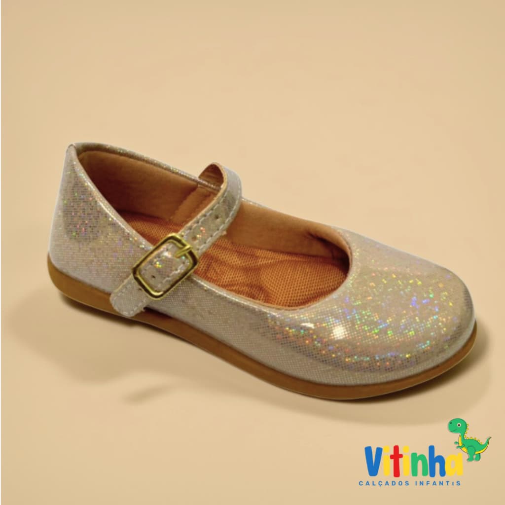 Sapatilha Infantil Feminina Menina Moda Barato Nude de Brilho