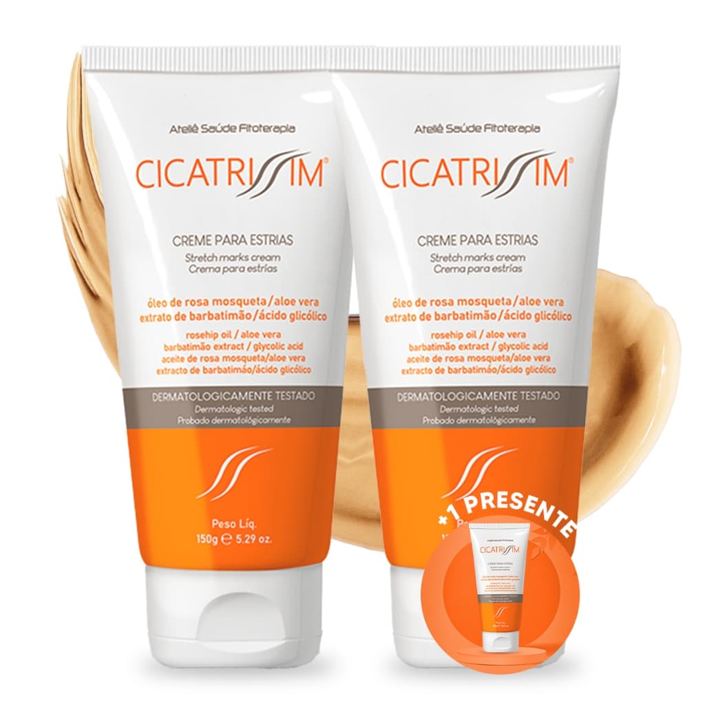 Kit 2 Cremes Hidratantes Redutor de Estrias Cicatrissim - Hidrata, Suaviza Estrias, Uniformiza e Firma Melhor a Pele - 1