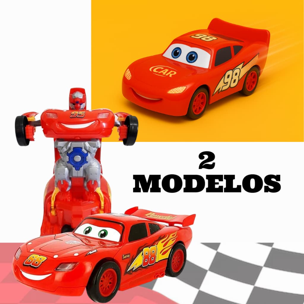 Carrinho Relâmpago Mcqueen Carros Vira Robô Som E Luzes