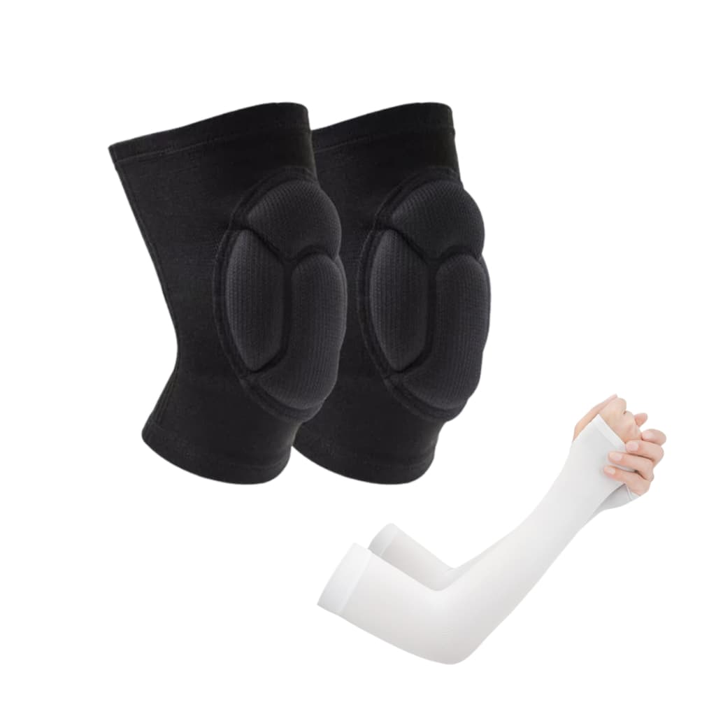 Joelheira Para Volei Anti Impacto Com Manguito Respiravel Elastico Anti UV Para Esportes Volei Corrida Ciclismo os pares