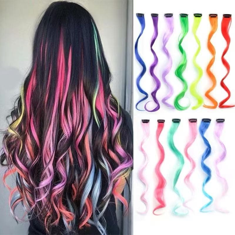 Moda Menina Colorido Mecha sintética de cabelo colorida