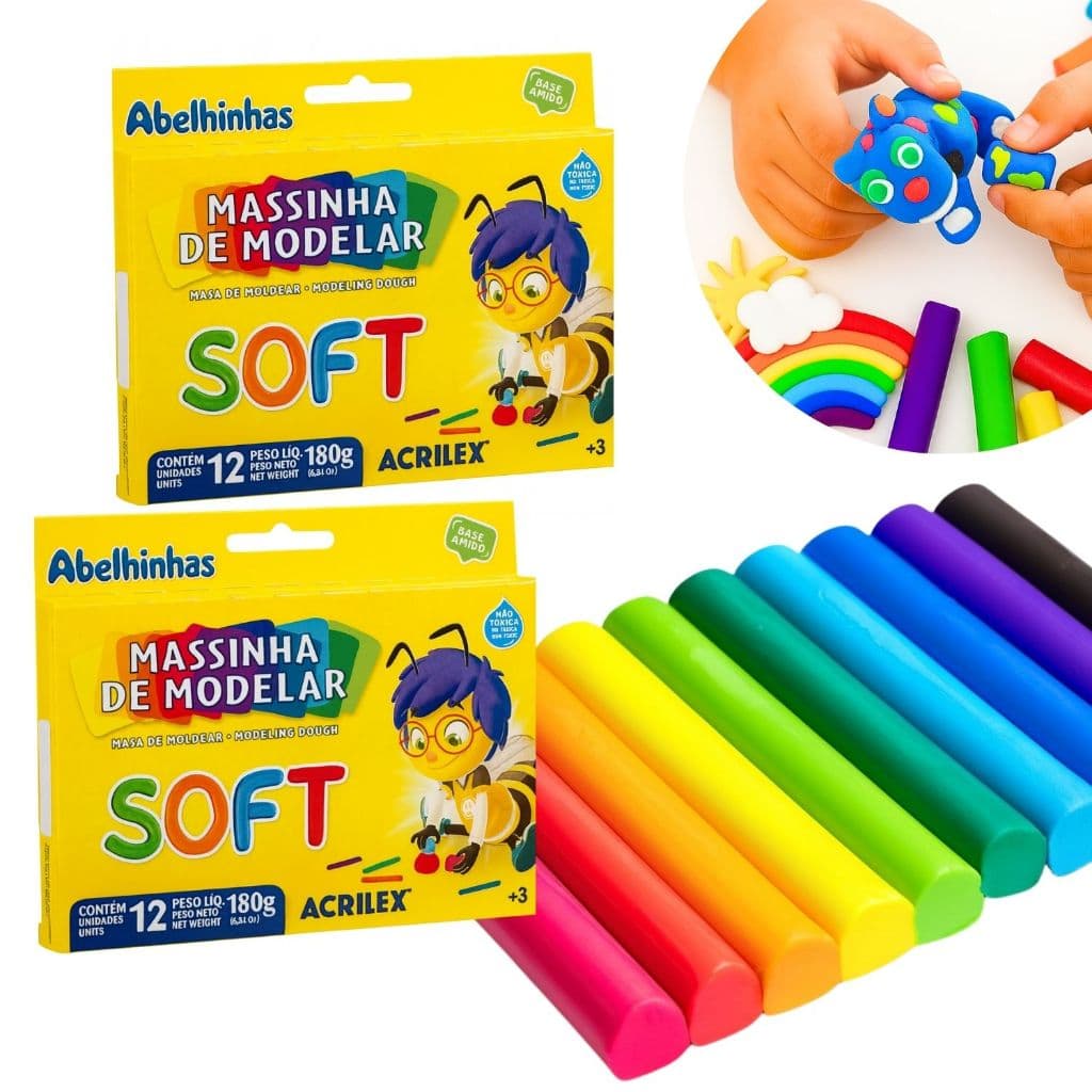 Kit 12/24/36 Massinhas De Modelar 12 Cores Não Tóxico Escolar Festa Infantil Lembrancinhas Colorido