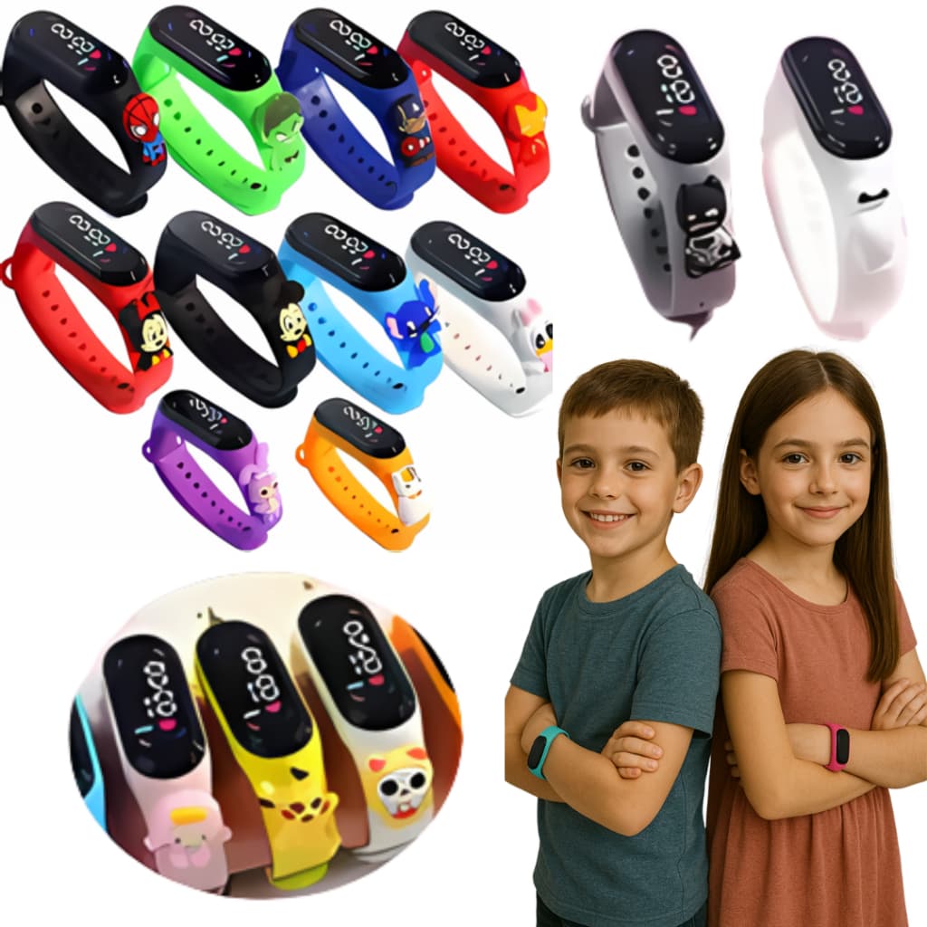Kit 6 E 10 E 16 Relógios Infantil Menino & Menina Pulseira Digital Led  data e Hora