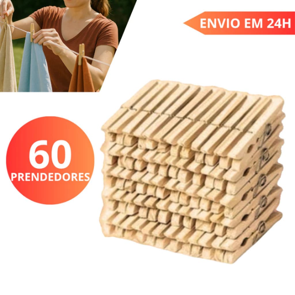 Kit até 120 Pregadores de Madeira Multiuso -Roupas Fotos Artesanato Decoração Varal - Alta Qualidade