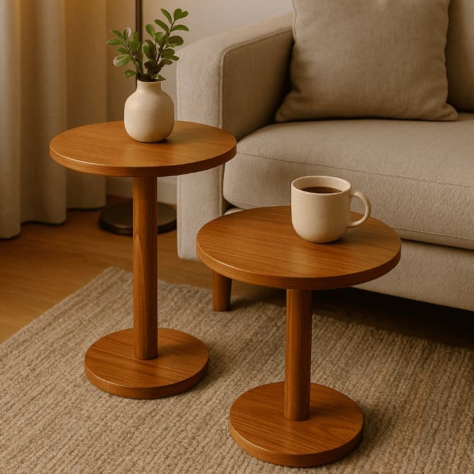 Mesa Redonda Linda 45 Cm / 55 Cm Monopé Retrô Canto De Sala Porta Quadros e Objetos