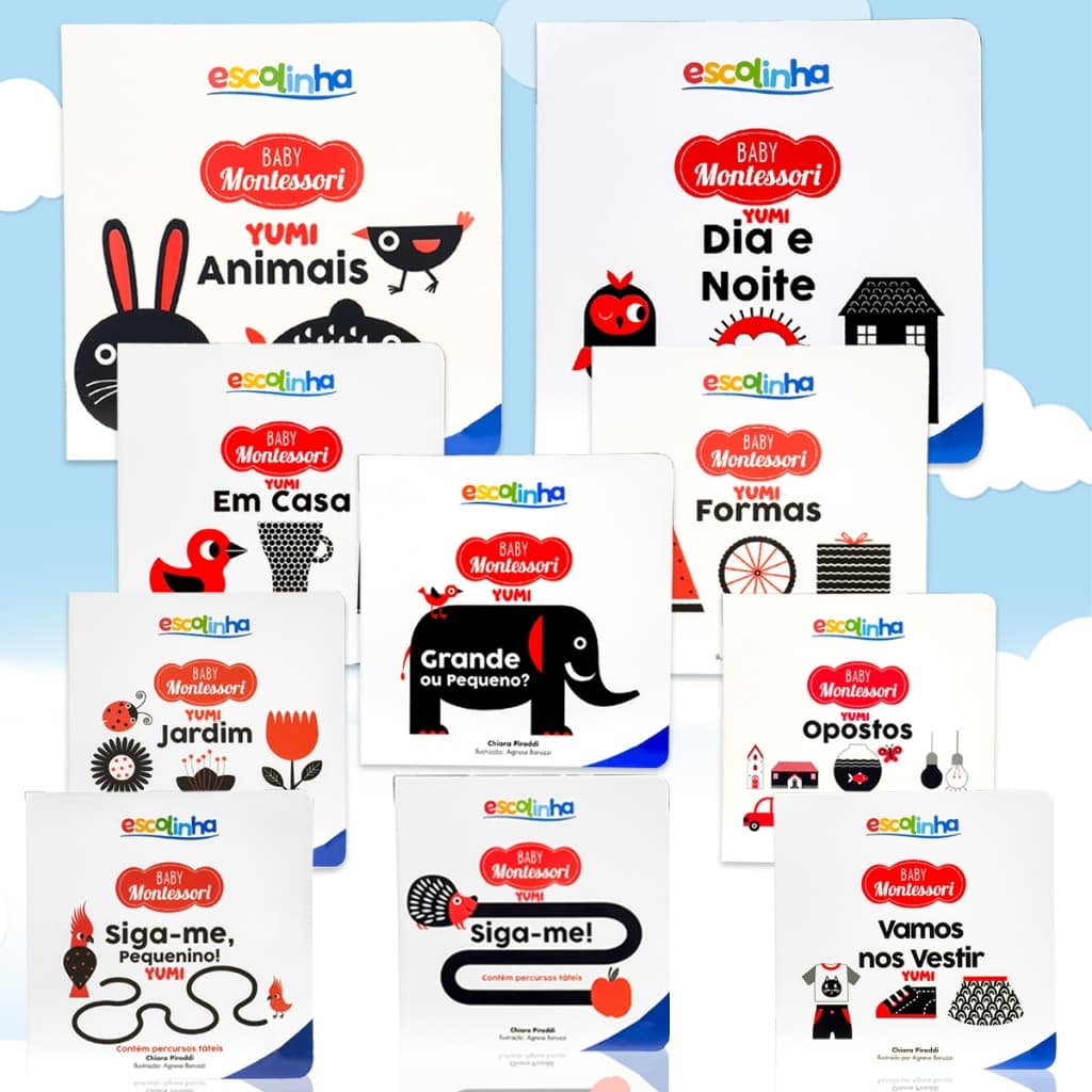 Coleção Livro Para Bebês Alto-contraste Interativo 0 a 6 Meses Montessori Fazenda Primeiras Palavras