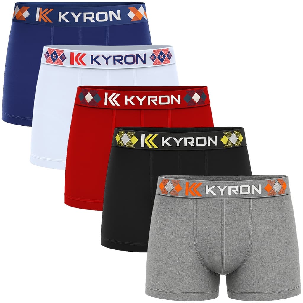 Kit 10 Cuecas Boxer Box Kyron De Microfibra Adulto Lisa Premium