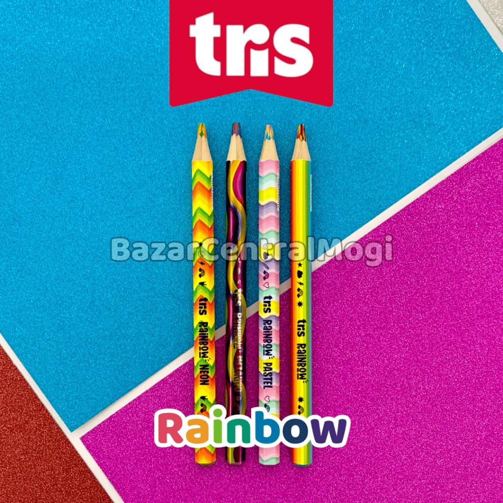 Lápis Rainbow Tris Jumbo Cor Pastel Neon Metálico Multicolorido
