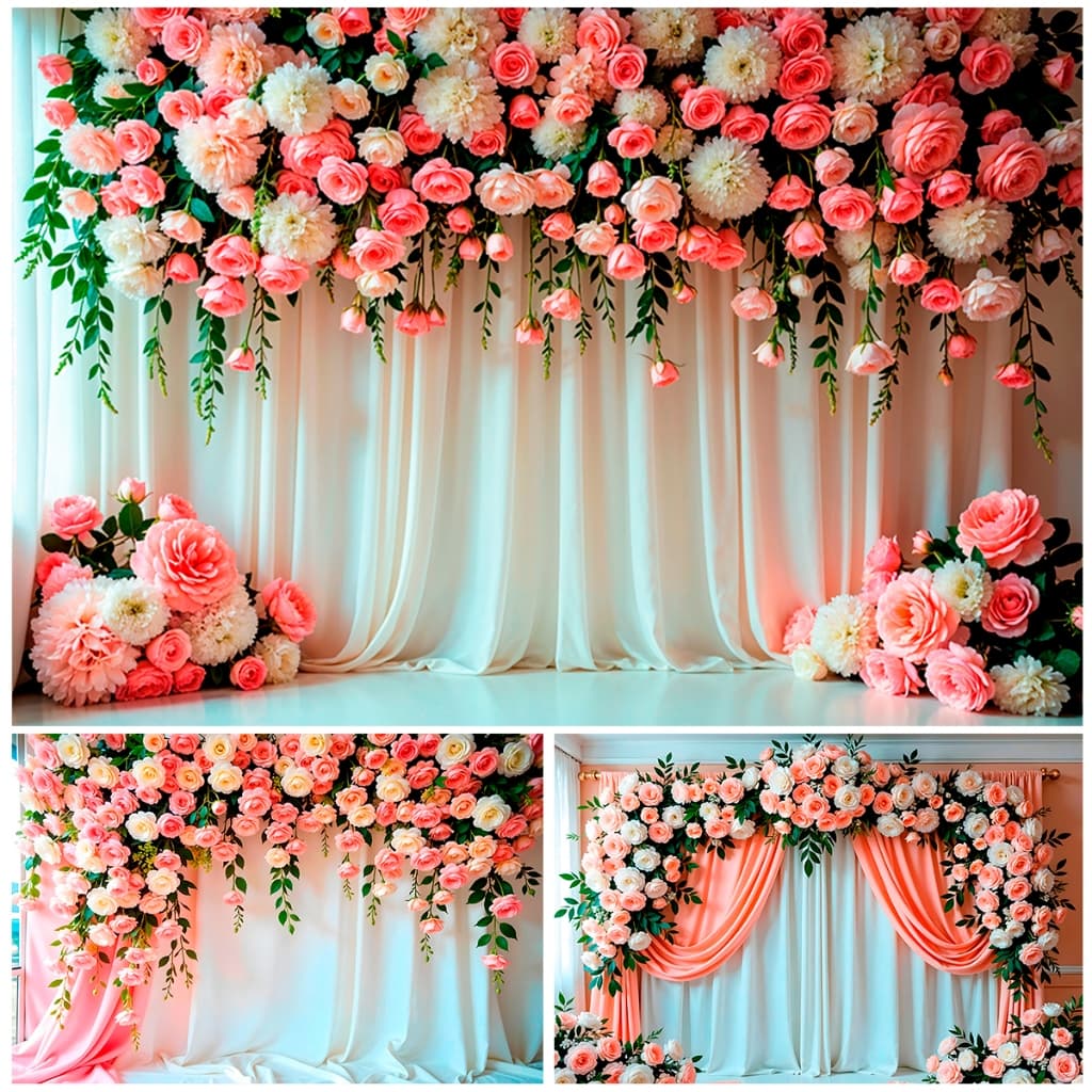 Painel Fundo Fotográfico Cenário Gigante Floral em Tecido 3,00 x 2,00 Mt