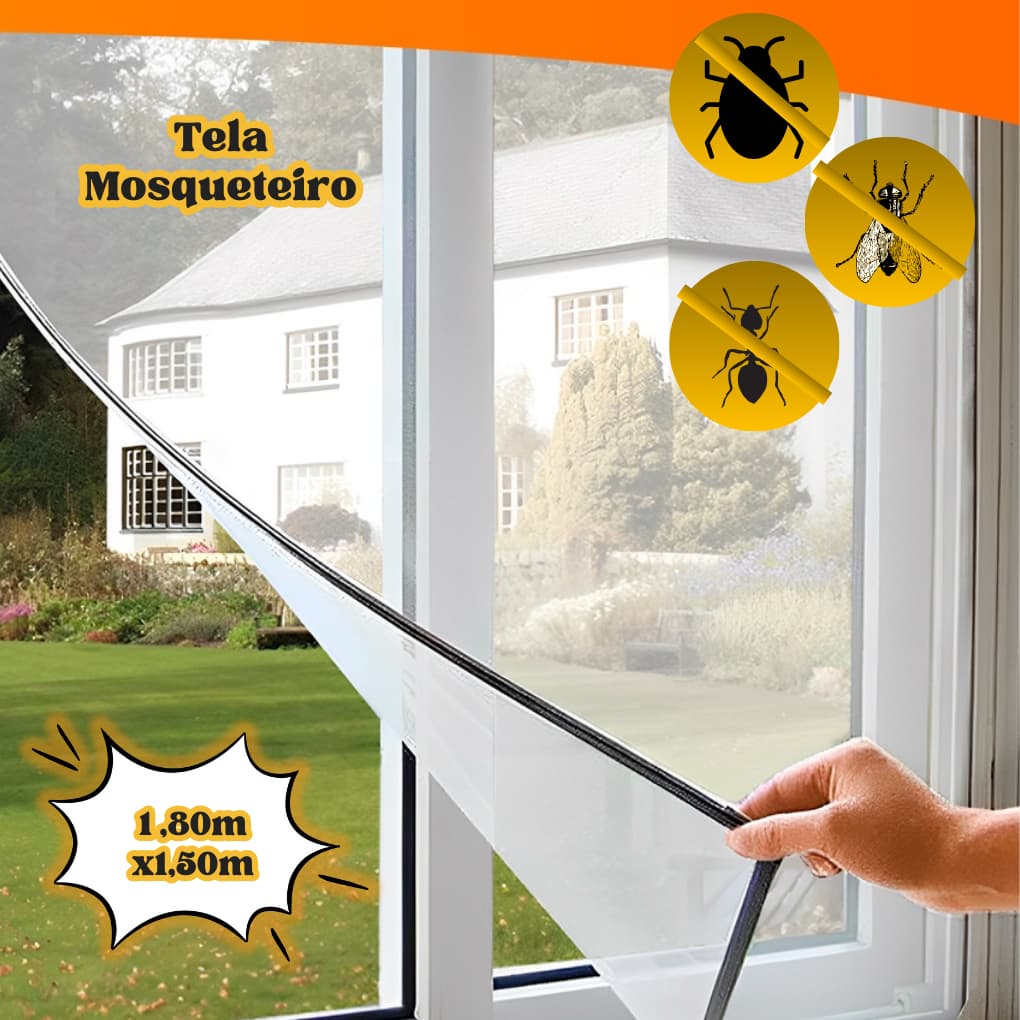 KIT 1/2/3/4 UNIDADES Tela Mosquiteiro 1 ,80mx1,50m Anti-inseto Mosquito Janela Com Autocolante