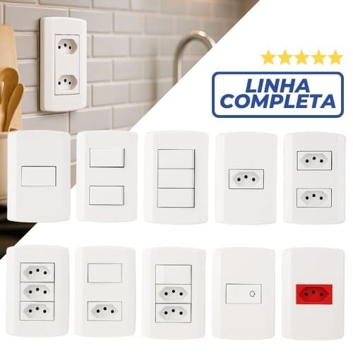 Tomada 10A 20A Simples Dupla Tripla Monobloco Interruptor Teclas Simples Paralela Modular Pino