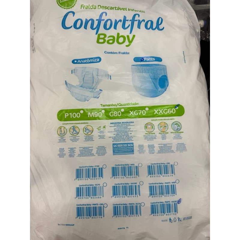 Fralda descartável infantil confortfral baby tipo pants shortinho calcinha/cueca