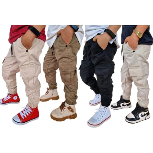 CALÇA JOGGER CARGO  DE MENINO DO 2 AO 16 ANOS COM TECIDO BRIM DE ALTA QUALIDADE