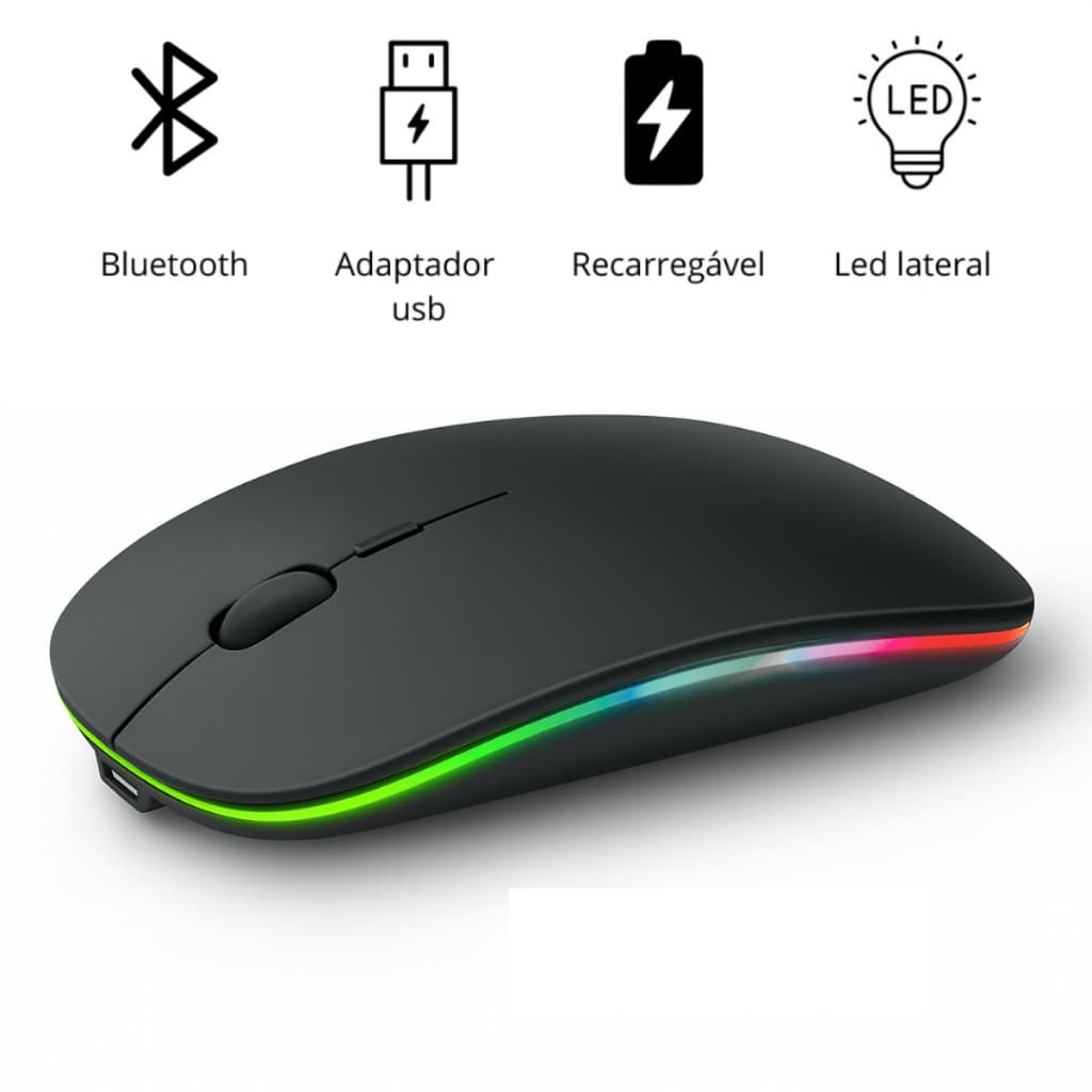 Mouse Sem Fio Bluetooth Portátil Recarregavel Bateria Silencioso Notebook Computador Tablet