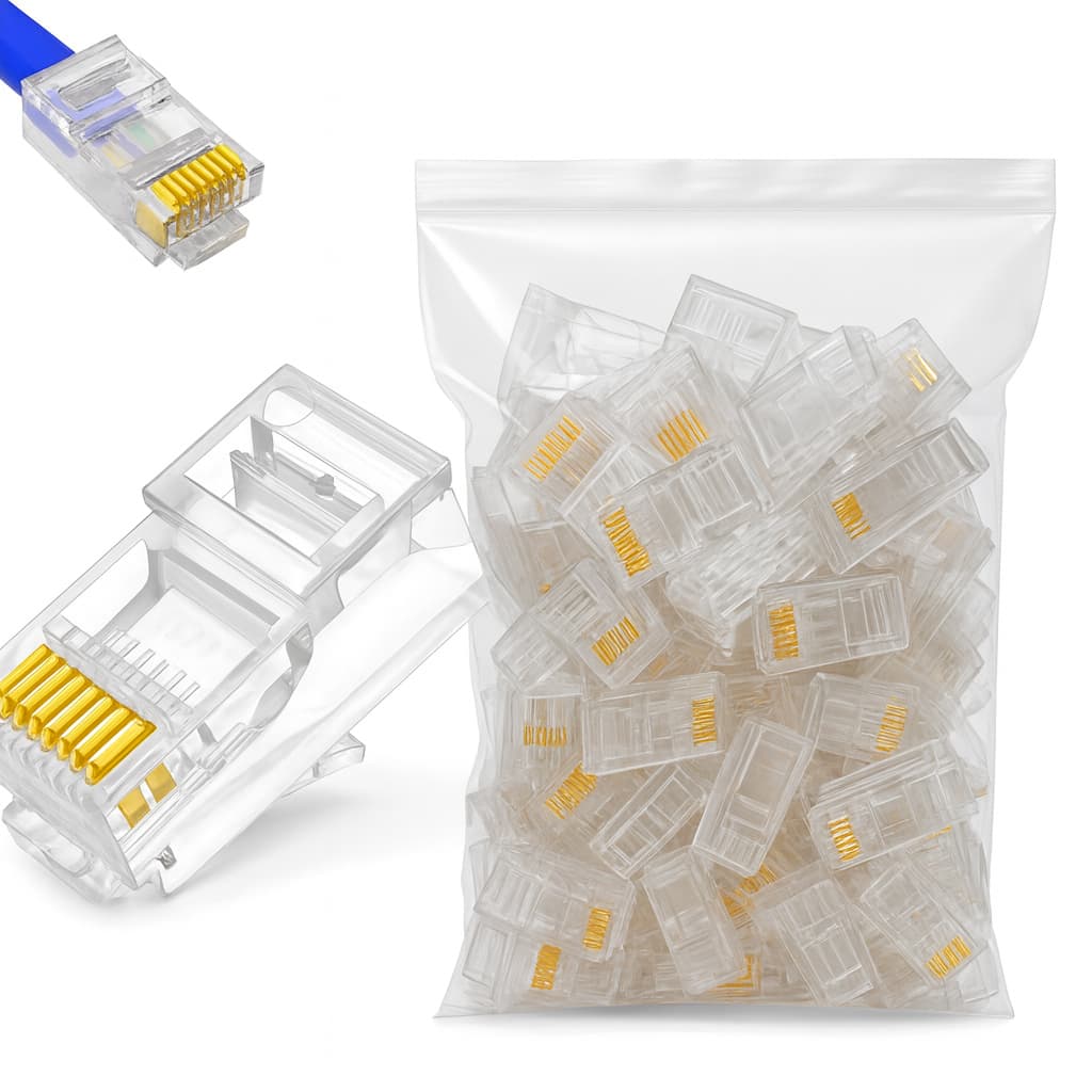 Conector Rj45 Kit 100 Peças Plug RJ45 Conector Cat5 Rede Internet