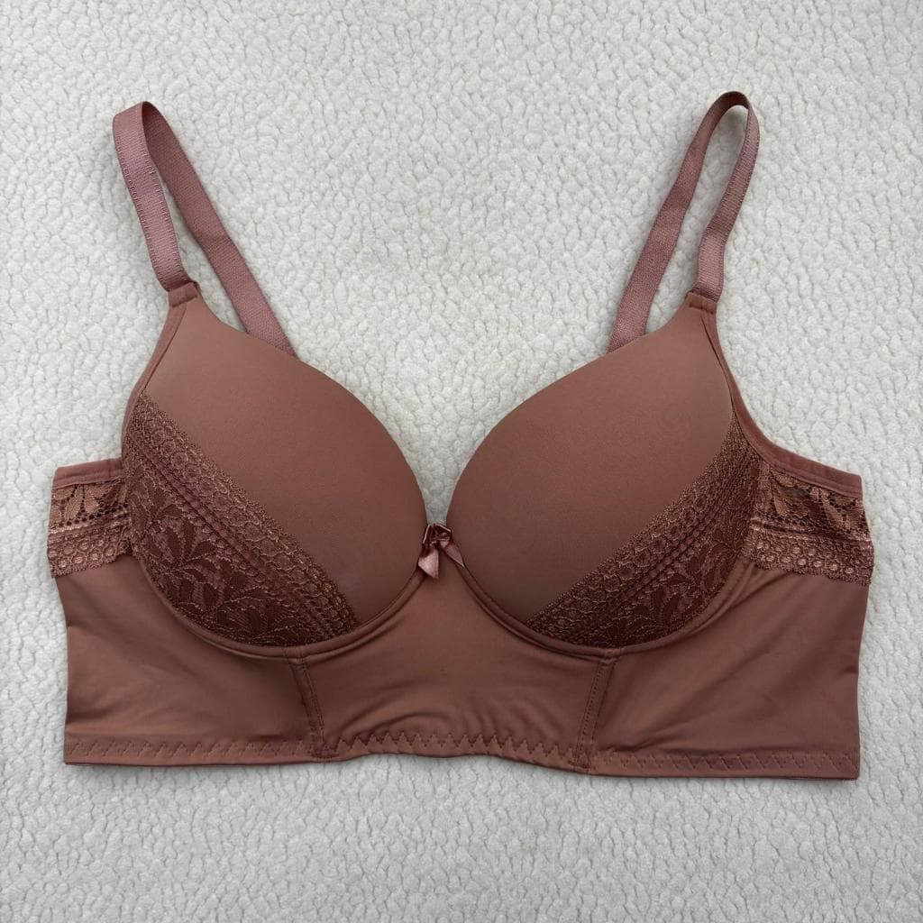 Sutiã Plus Size Carla De Microfibra com Renda de Bojo/ Paleta Frontal/ Alça Reforçada