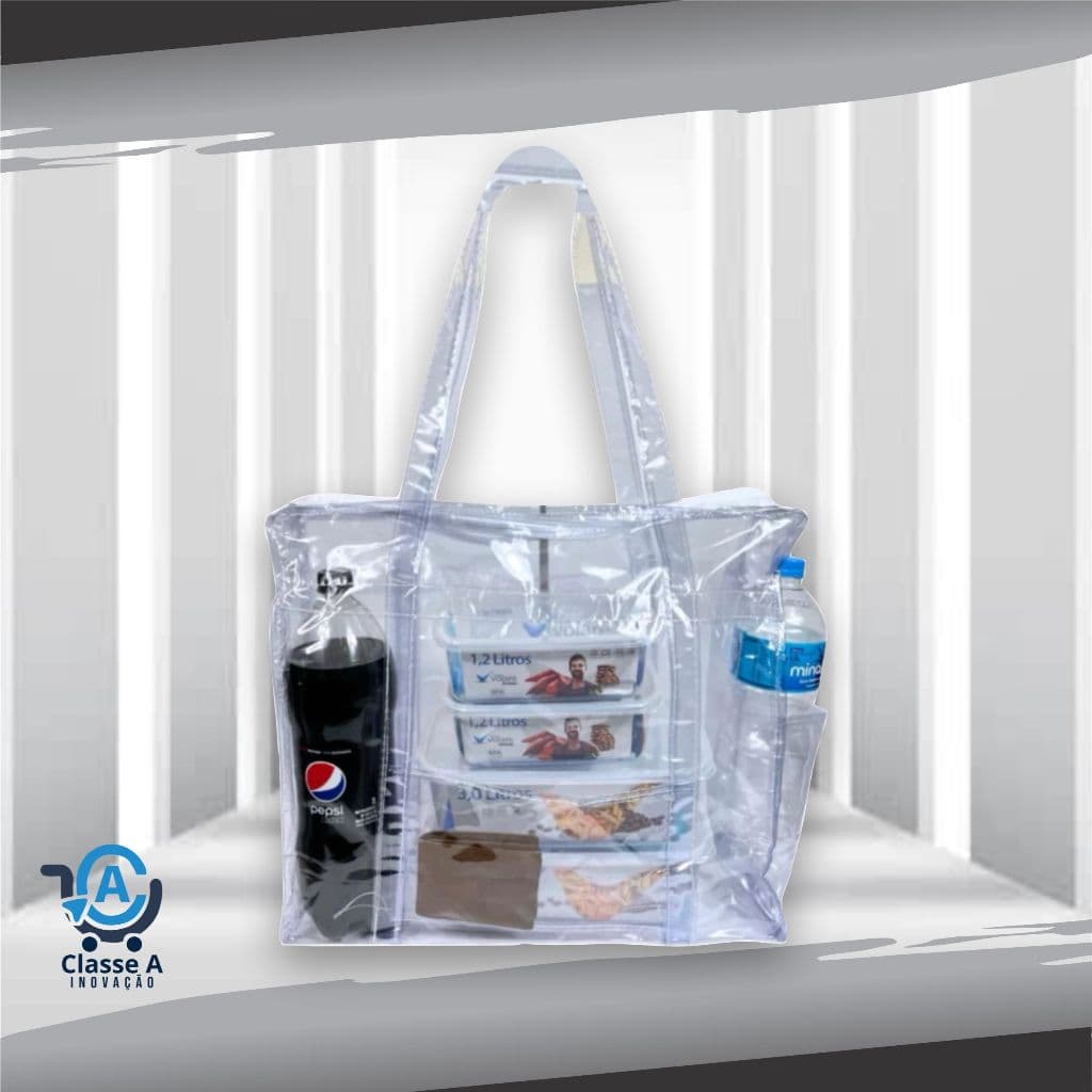 Sacola Bolsa Transparente Jumbo - Presídio, Praia, Maternidade,  Reforçada, Com Zíper e Bolsos